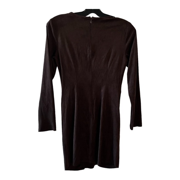 ZARA Basic Brown Ruched Faux Suede Bodycon Dress Size Medium - Picture 3 of 8